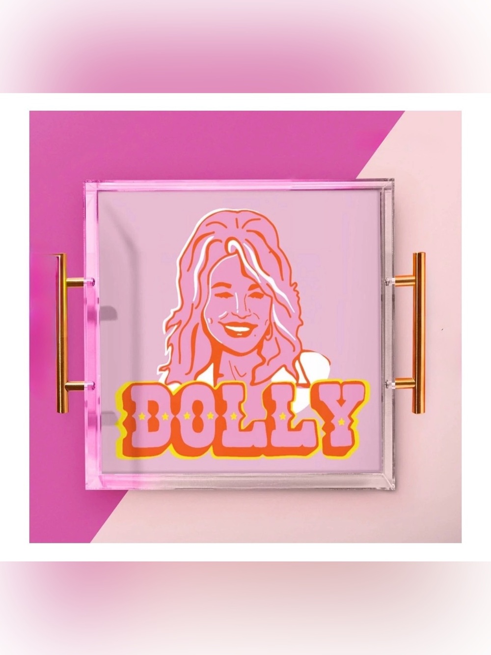 tart by TAYLOR large Dolly Parton  Acrylic Tray - Pink